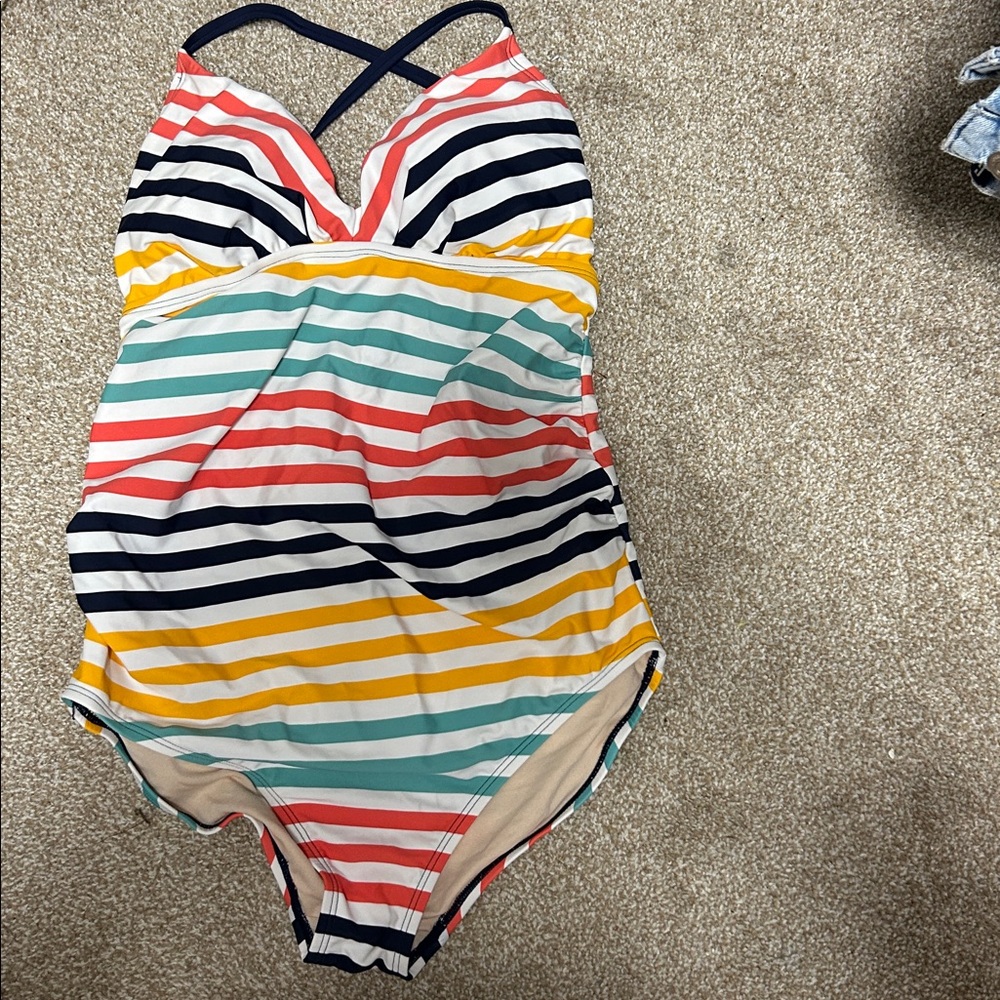Gently used Isabel Maternity by Ingrid & Isabel Striped Swimsuit